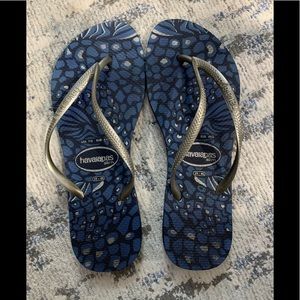 Havaianas slim flip flop sandal navy silver
